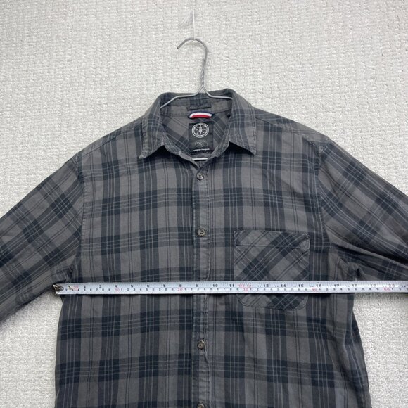 Le Temps des Cerises Plaid Button Up Shirt Men’s Sz S Gray Black Long Sleeve - Picture 7 of 14